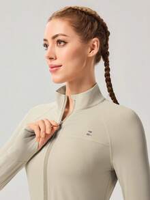 OutZeal Women Sun-Proof Jacket Gym Workout Cooling Stretch Long Length Zip Up Outdoor Tops - Apricot - View 8