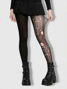 ROMWE Goth Medias negras de red sexy y rasgadas para mujer - Pato mandarín negro - Ver 2