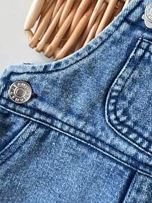 SHEIN Playful Pals Quần short denim thường ngày cho bé trai, chất liệu nhẹ, màu xanh nhạt, kiểu dáng đường phố dễ thương, dáng rộng thoải mái, dây đeo có thể điều chỉnh, chất liệu denim cotton mềm mại, phù hợp cho mặc hàng ngày, dự tiệc, đi học, đi làm, mẫu mới mùa xuân/hè. - Rửa trung bình - Xem 7