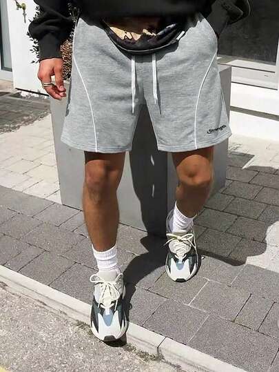 Manfinity Campus Court Quần short nam mùa hè kiểu dáng thường ngày có dây rút ở eo.