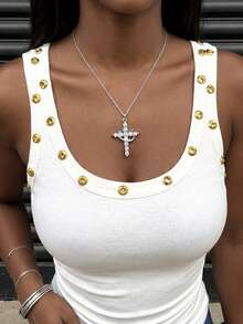 Rovax 1 件 45 厘米 + 5 厘米不锈钢链，带皇冠和十字架吊坠项链，适合日常佩戴，情人节礼物 - 皇冠 - 查看 1