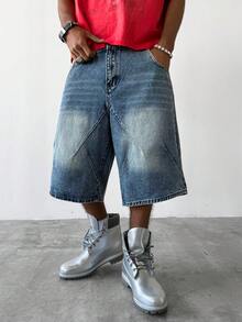 PAVTROS Men's Casual Distressed Washed Denim Bermuda Shorts With Pockets, Versatile Daily Wear - Blue - View 5