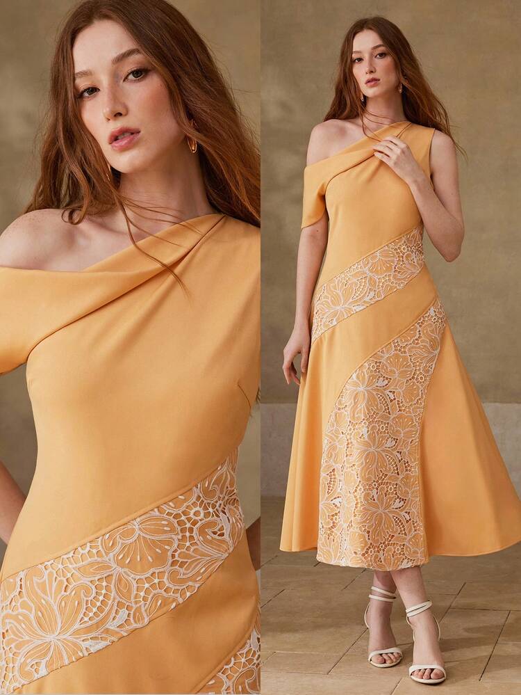 WOMEN'S LACE PATCHWORK DRESS, ELEGANT FOR DATES, SPRING/SUMMER