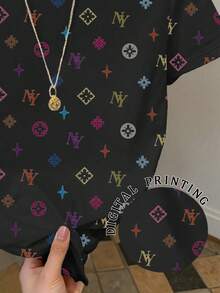 Resyla Women's Letter Print Round Neck Short Sleeve Casual Versatile T-Shirt - Multicolor - View 5