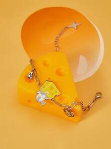 TOM & JERRY X SHEIN Women's Fashionable Cute Cartoon Pattern Chain Bracelet - Silver - View 4