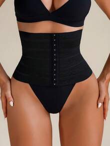 Sirith 女士休闲舒适黑色针织面料收腹内裤束腰带 - 黑色 - 查看 3