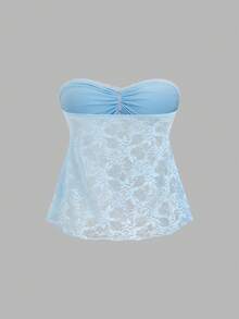 Sweetra Top a fascia con balze in pizzo floreale da donna - Multicolore - Visualizzare 6