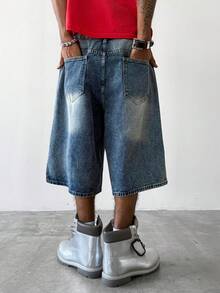 PAVTROS Men's Casual Distressed Washed Denim Bermuda Shorts With Pockets, Versatile Daily Wear - Blue - View 2