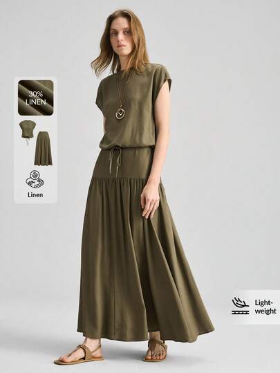 Ontre 2 chiếc áo sơ mi nữ màu trắng pha vải lanh, chất liệu vải dệt mềm mại thoải mái, cổ bẻ, tay ngắn, cài nút, dáng rộng, có túi, thêu họa tiết, phong cách công sở hiện đại, thanh lịch, thích hợp cho mùa xuân hè.