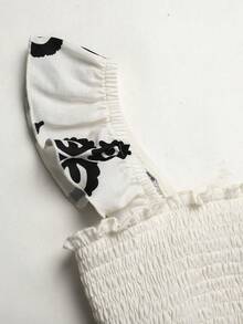 SHEIN Tween Girl Casual Minimalist Comfortable Cap Sleeve Pattern Jumpsuit - Multicolor - View 4