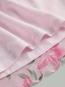 SHEIN Girlism 少女碎花网纱吊带优雅连衣裙 - 粉色 - 查看 3