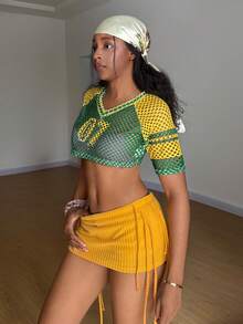 StreetHx 2pcs/Set Fashionable Women's Crochet Hollow Out Stylish Outfit,Vacation Outfits Women ,Beach Outfit For Women ,Afro Fashion Outfits - Multicolor - View 4