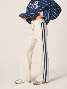 Missguided x Playboy Women's Wide Leg Joggers Relaxed Fit Sweatpants With Side Stripe Detail Drawstring Waist Casual Comfort Pants - Grey - View 1