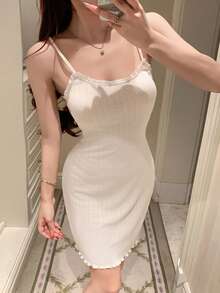 DAZY Áo ngủ ngắn tay dệt kim Jacquard ngọt ngào dành cho nữ, thích hợp cho mùa hè. - trắng - Xem 11