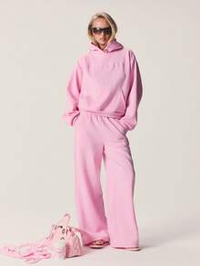 MISSGUIDED Quần nỉ ống rộng cạp cao dáng thoải mái với thắt lưng chun và túi bên hông, mang lại sự thoải mái thường ngày và phong cách đồ mặc nhà. - Hồng - Xem 2