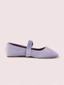 CUCCOO DOLLMOD Women's Shoes Cornflower Blue Round Toe Velvet Flats - Light purple - View 8