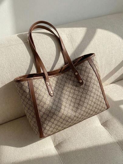 Resyla 大容量手提包，女士时尚百搭单肩包，多功能手提包，拉链开合，时尚通勤包，引人注目的女士工作包