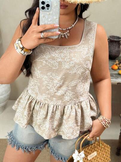 Ceyna Camiseta de mujer de talla grande, estilo francés, casual y elegante, con estampado floral bordado