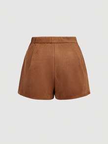 SHEIN MOD Falda-pantalón de unicolor con bajo asimétrico para mujer talla grande, adecuada para festivales de música - Marrón - Ver 5