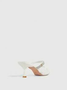 CUCCOO SZL Tacones altos tipo salón con punta puntiaguda, malla y strass, de estilo casual para ir al trabajo. Adecuados para bodas, fiestas y eventos de noche - Blanco - Ver 4