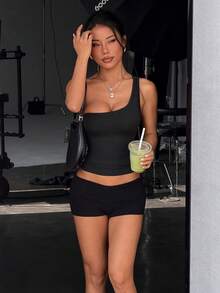 Dewbera 女士时尚性感优雅露背紧身瑜伽运动背心，夏季 - 黑色 - 查看 7