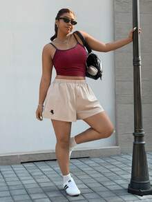 SHEIN EZwear Damen Große Größen Lässig vielseitige bestickte Shorts, Frühling/Sommer - Verschiedenfarbig - Übersicht 8