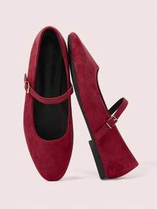 CUCCOO DOLLMOD Women's Casual Versatile Commute Simple Flats For Christmas Spring Shoes - Red. - View 2