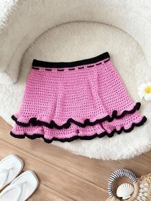 SHEIN Elenzya Women's Elegant Drawstring Knit Pants, Spring/Summer - Pink - View 2