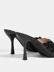 CUCCOO TILAWA Giày sandal cao gót thời trang, thanh lịch dành cho nữ, đính sequin, thích hợp dự tiệc. - màu đen - Xem 11