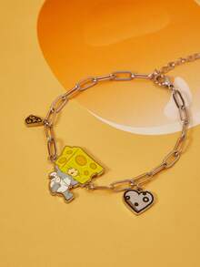 TOM & JERRY X SHEIN Women's Fashionable Cute Cartoon Pattern Chain Bracelet - Silver - View 3