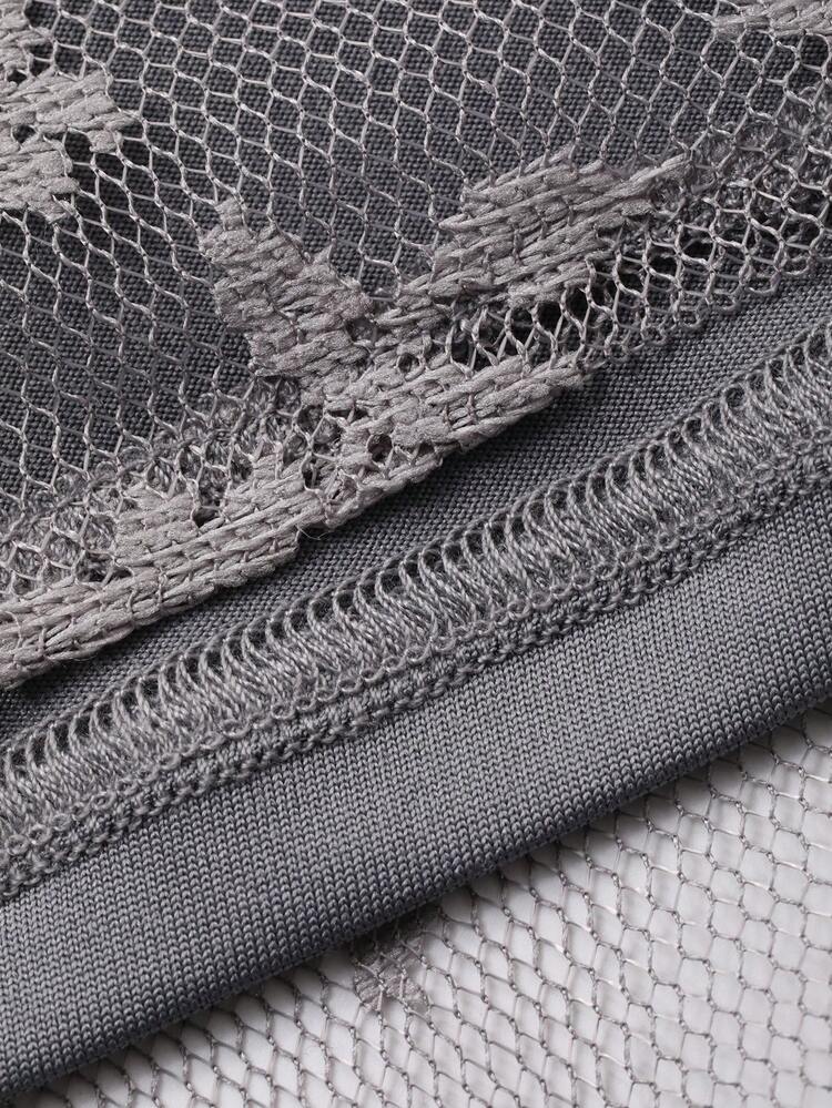 FRIFUL Women's Round Neck Full Lace Elegant Commuting A-Line Dress, Summer Maxi Dress Sundress - Grey - View 3