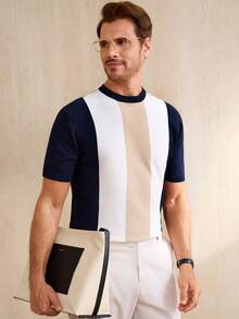 Manfinity CityGents Men's Striped Crew Neck Short Sleeve Casual Knit Top - Multicolor - View 7