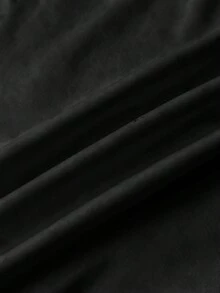 少女白色针织休闲简约波点印花不对称褶皱短款上衣，适合春夏穿着，休闲百搭，个性风格，日常穿着。可爱黑色上衣，少女黑色上衣。 - 黑色 - 查看 6