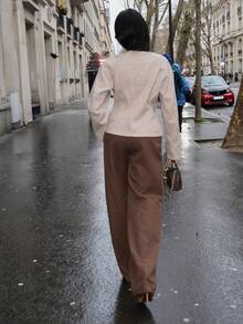 Yassique 女士秋冬款带扣开衫外套 - 鏽棕色 - 查看 3