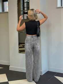 Bethéva Nước Denim mùa giặt Quần denim Với Nghiêng Túi - Xám - Xem 2