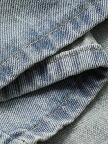 DAZY Casual Loose Women's Denim Jacket With Large Pockets And Collar - Blue - View 9
