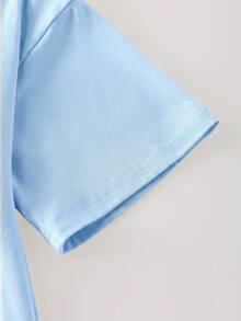 GlowEve Petite Áo thun nữ kiểu dáng thường ngày với họa tiết nơ trang trí. - Màu xanh lam - Xem 4