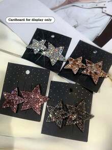 2/4/6个装女士五角星水钻发夹刘海发卡时尚优雅，发饰，发夹爪夹，学习用品，派对造型，头部饰品 - 彩色 - 查看 10