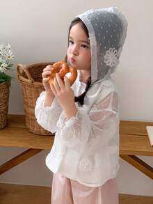 DAZY Young Girls Hooded Textured Fabric Design Jacket - White - View 3