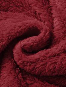 Manfinity Hypemode Men's Solid Color Fleece Zip-Up Loose Fit Sweatshirt - Burgundy - View 7