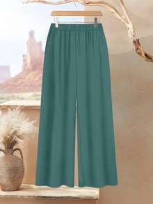 EMERY ROSE 大码女式优雅休闲宽松长袖上衣和裤子两件套，适合秋冬季穿着 - 彩色 - 查看 4