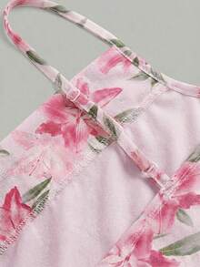 SHEIN Girlism 少女碎花网纱吊带优雅连衣裙 - 粉色 - 查看 5