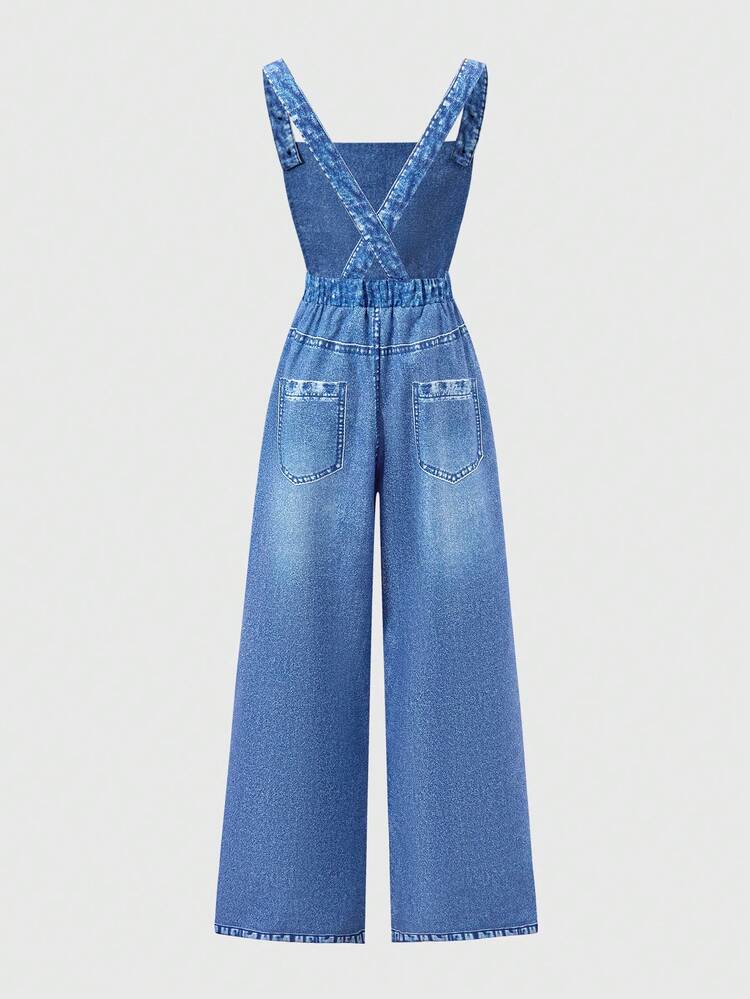 SHEIN Peto de punto con estampado de estrellas para niñas preadolescentes, de moda para volver al colegio, conjunto personalizado para primavera, verano y otoño - Neblina azul - Añade 2