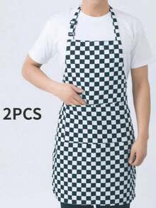 1/2pcs Striped Pattern Apron, Unisex Adjustable Bib Apron With 2 Pockets, Men & Women Cooking Kitchen Apron, Fabric Resistant To Oil Stains, Suitable For Cooking, Baking, Gardening, Restaurant, Kitchen Use - Black - View 9