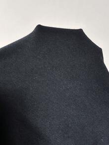 SHEIN EZwear Summer Elegant Women's Blouses  Women's Black V-Neck Ruffle Hem Fitted T-Shirt, Fashionable & Minimalist - Black - View 6