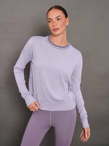 Activina Women's Casual Versatile Round Neck Long Sleeve Knit Sweater For Daily Wear - Purple - View 5