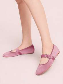 CUCCOO DOLLMOD Women's Shoes Medium Purple Round Toe Velvet Flats Spring Shoes - Light pink. - View 3