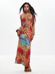 Coolane 女士全印花镂空无袖连衣裙 - 彩色 - 查看 6