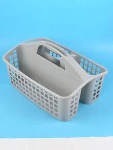 1 pieza Cesta de almacenamiento de escritorio de plástico, cesta de almacenamiento multifuncional de unicolor minimalista para el hogar - Gris - Ver 4