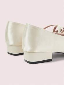 CUCCOO DOLLMOD White Vintage Square Toe Multi-Bow Fashion Ladies Medium Heel Low Heel Mary Jane Spring Shoes - Off-white - View 10